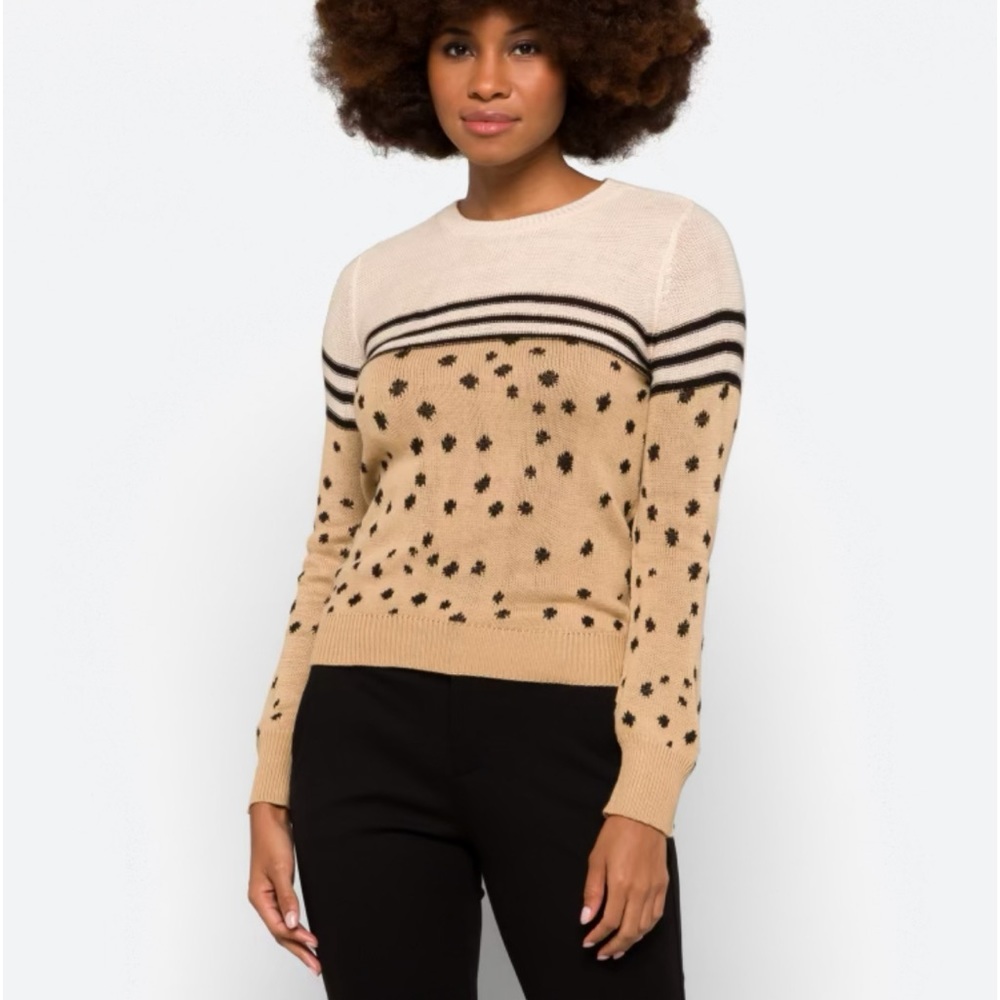 Saltwater Luxe Keiko mini balloon sleeve sweater off-white and print